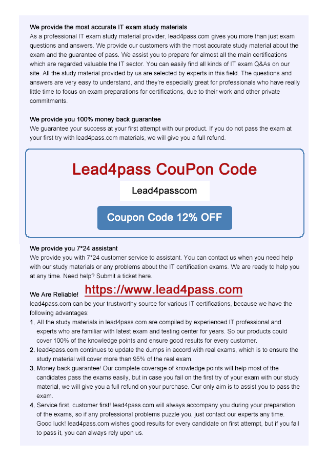lead4pass n10-007 coupon